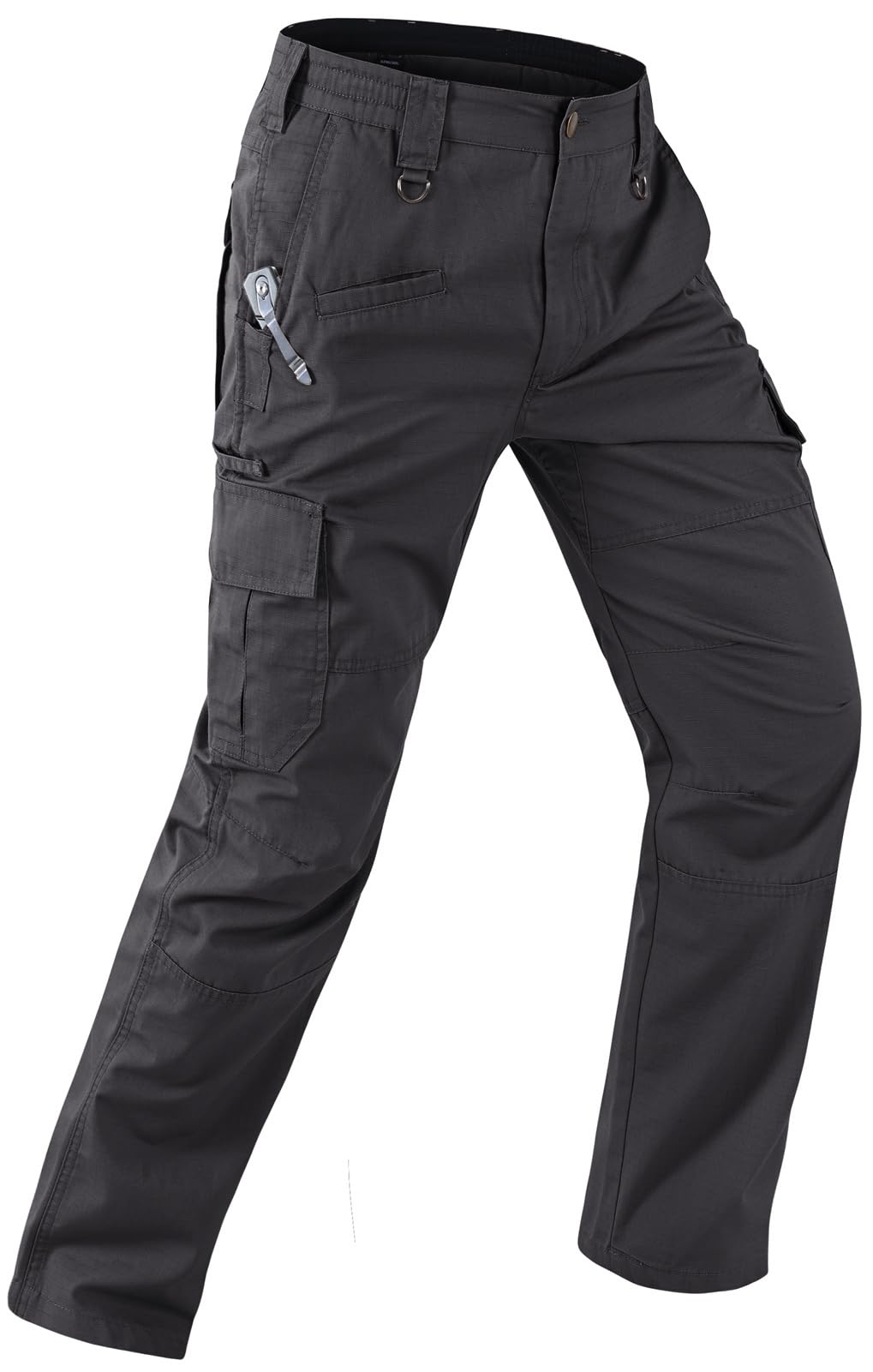 Mens Work Pants Water Resistant Elastic Waist Outdoor Breathable Cargo Tactical Pants with 8 Pockets