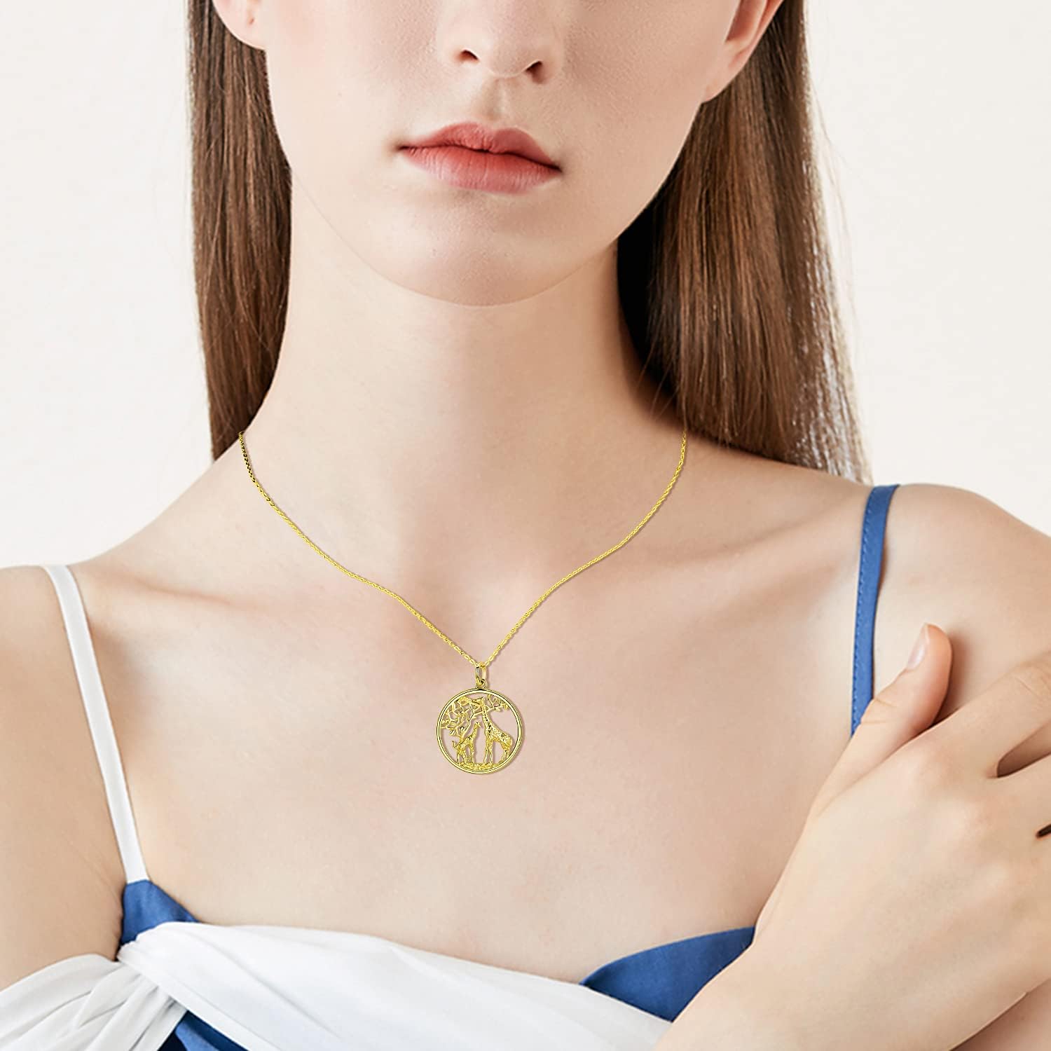 Giraffe Necklace 925 Sterling Silver Tree of Life Family Love Pendant Necklace Jewelry Birthday Gifts for Women Mother - Image 3