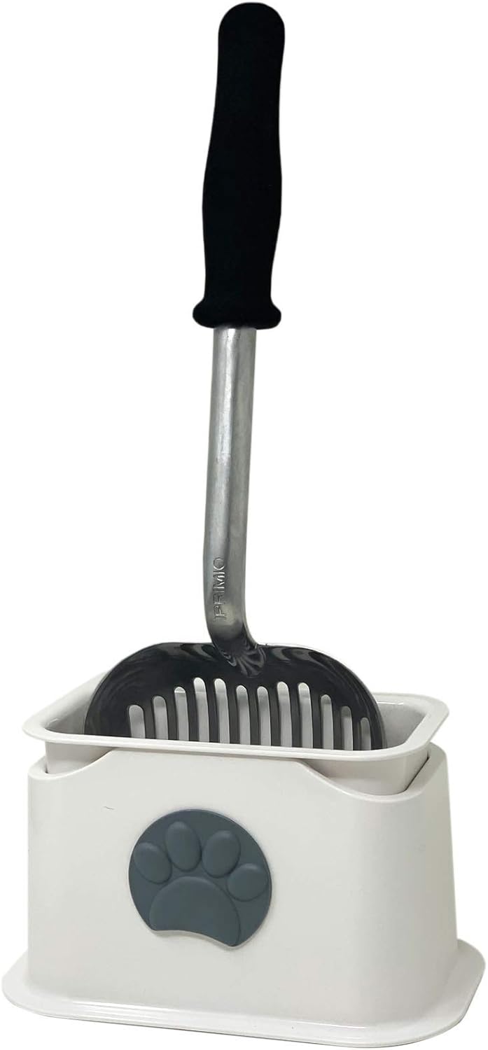 iPrimio Scoop Monster Cat Litter Scooper with 17 Inch Long Handle and Soft Grip - Modern Scooper Holder -Works with All Metal and Plastic Scoopers