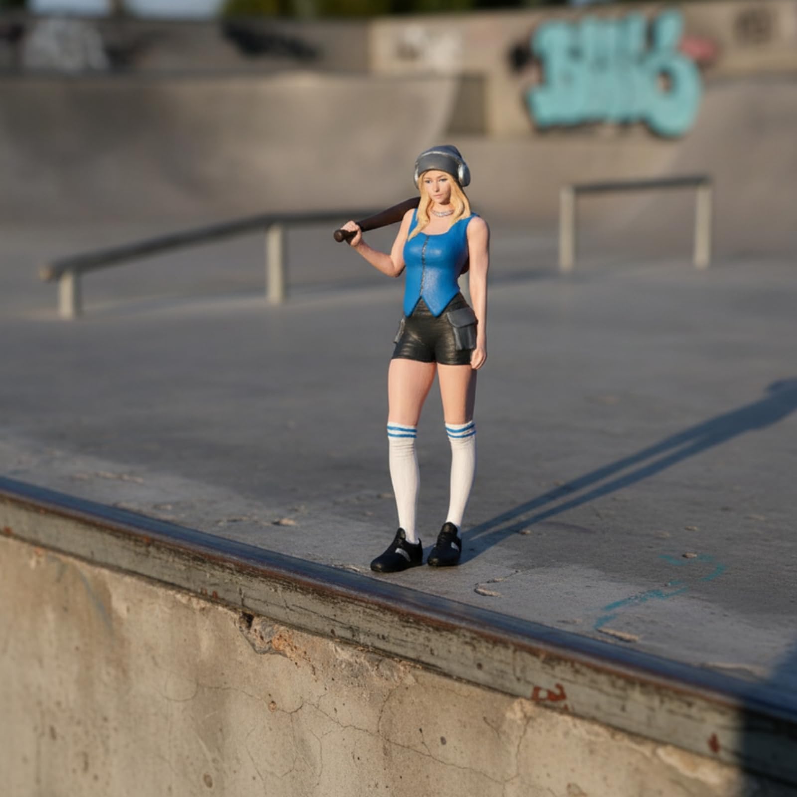 Miniatur-Mädchen mit Baseballschläger handbemalt Miniatur-Mädchenfigur detailgetreu Mädchenfigur für Modellbauer, Hobbyisten, Modellbau, Schreibtisch, Fein Bemalt Mit Gesichtszügen, 1/24