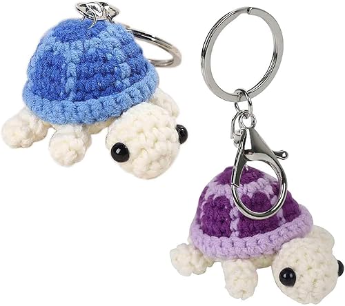 CIBBALIY Mini Handmade Crochet Turtle Keychain Crochet Animal Turtles for Keyrin