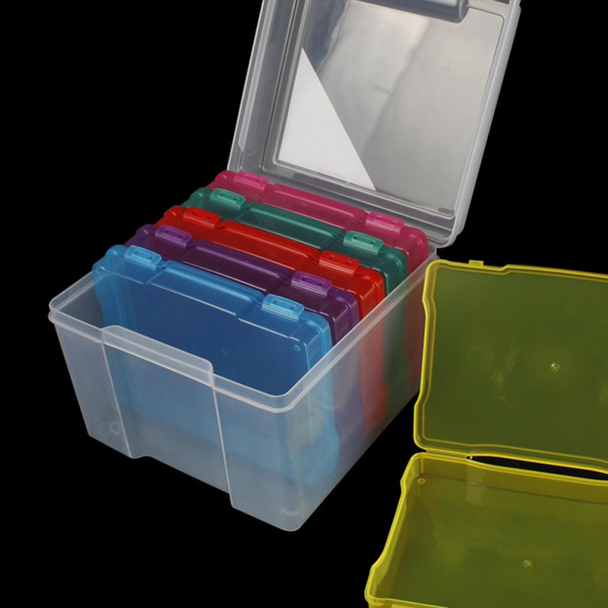 Boîte de Rangement en Plastique Ensemble 1 Set avec Diviseurs Amovibles pour Anniversaire et pour Organiser Photos et Cartes de Vœux