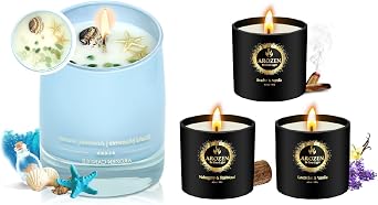 Ocean Breeze & Man Candle Set, Scented Candles for Home, Man, Women Christmas Scented Candles, Holiday Candles Gifts, Soy Fall Candles for Home Scented, Long Lasting Candles