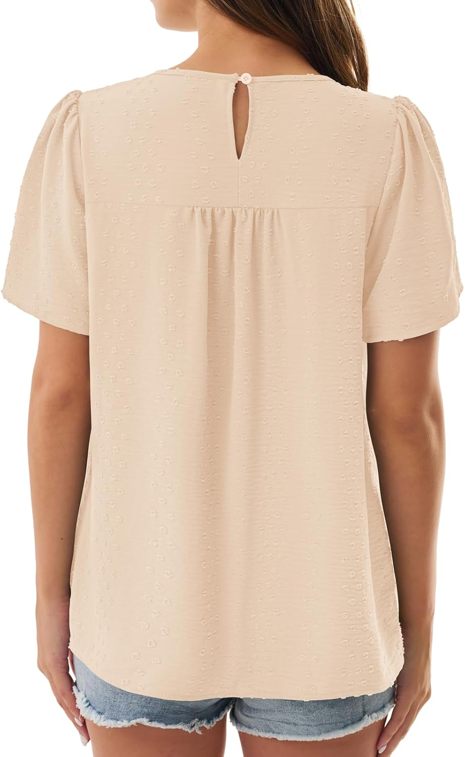 NORACORA Womens Short Sleeve Tops Summer Crewneck Shirts Casual Chiffon Blouses Flowy Lace Hem Boho 2026 Trendy Clothes - Image 3