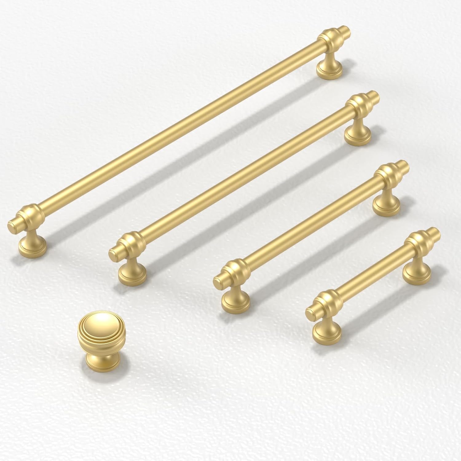 10 Pack Brushed Gold Kitchen Cabinet Knobs 1-1/10 Inch(28.5mm) Cabinet Pulls Drawer Knobs Cabinet Hardware Zinc Knobs for Dresser Drawers