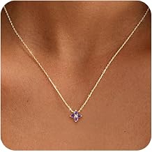 ZHESHY Birthstone Gold Necklaces for Women Dainty Non Tarnish 14K Gold Plated Diamond Necklace Cubic Zirconia Pendant Necklaces Women Gold Trendy Jewelry Bridesmaid Birthday Christmas Mothers Day Gifts