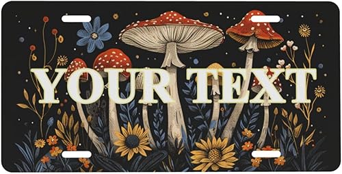 Placa de matrícula personalizada de aluminio para la parte delantera del automóvil, etiquetas automáticas personalizadas estilo bohemio, hongo, disponible en Yaxa Colombia
