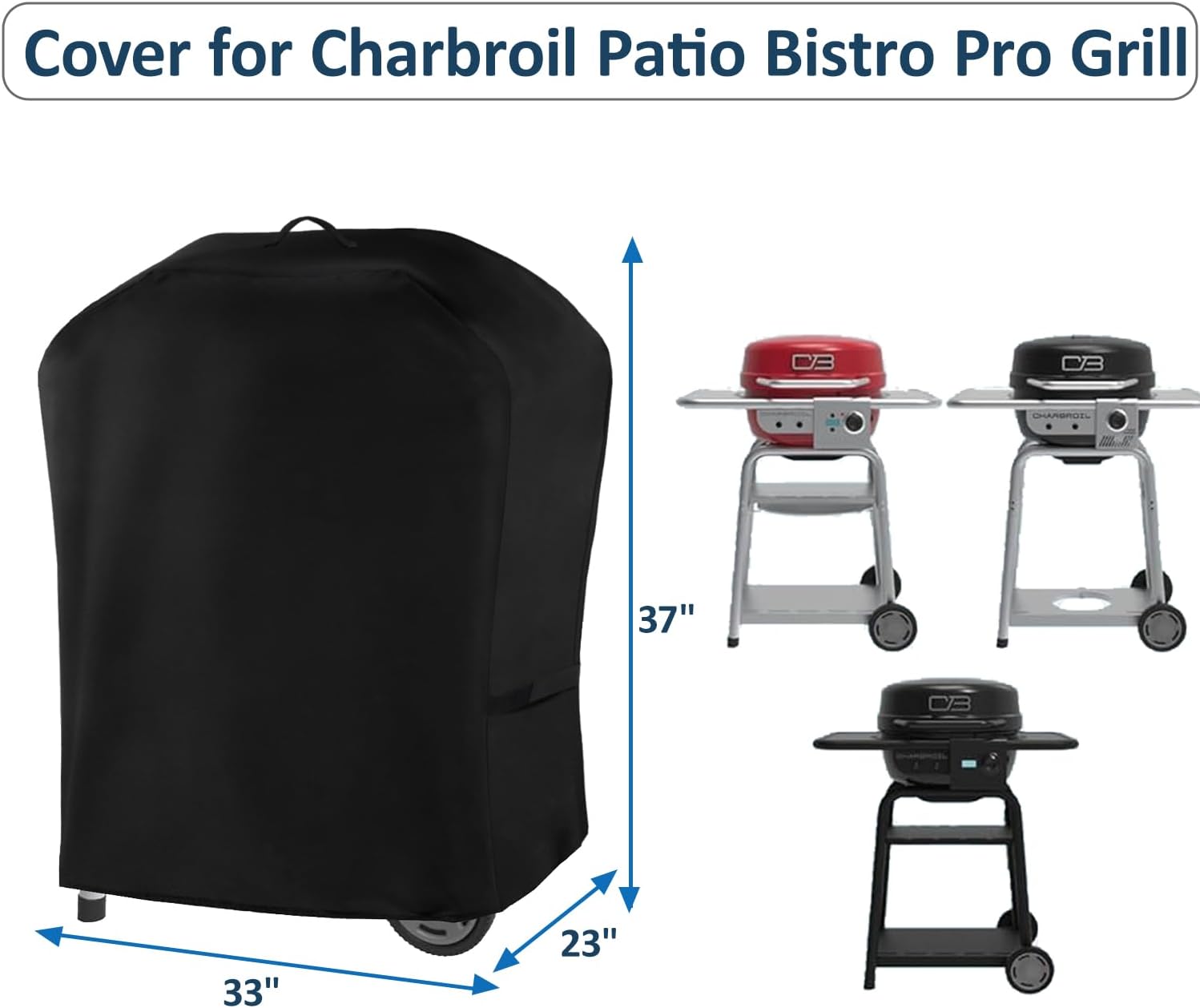 Cover for Charbroil Bistro Pro Electric Grill & Griddle, with Handle & Straps for 25302145 25302146 25302148 25302161, 600D Waterproof All Weather Resistant Electric Cover, Replace CB1250073P4