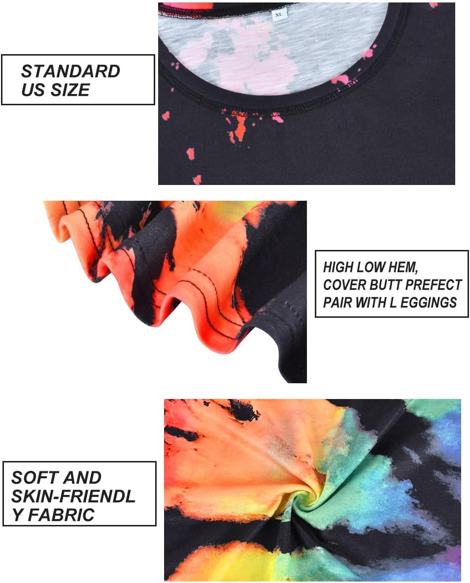 CARCOS Plus Size Tops for Women Short Sleeve Shirt Summer Star/Leopard/Tie Dye/Flower Crewneck Pullover Tunic XL-5XL - Image 5