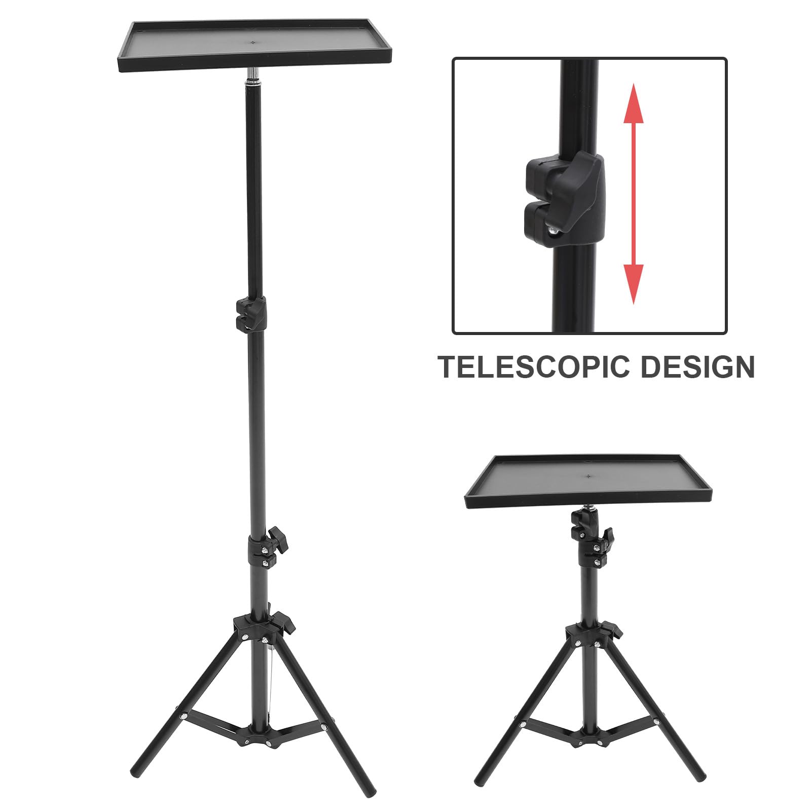 SHINEOFI Supporto Treppiede per Proiettore e Laptop Nero in Metallo e Abs Connettore 1/4 Pollice per Uso Indoor in Home Theater, Supporto Stabile e Portatile Fino a 2kg
