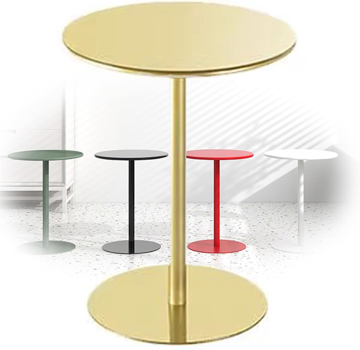 Fodalob Metal Round Side Table, Sturdy Base Bistro Table for Dining Room Home Kitchen Patio Bistro, 27.5 inch Top, 28.7inch Height (Color : Gold)