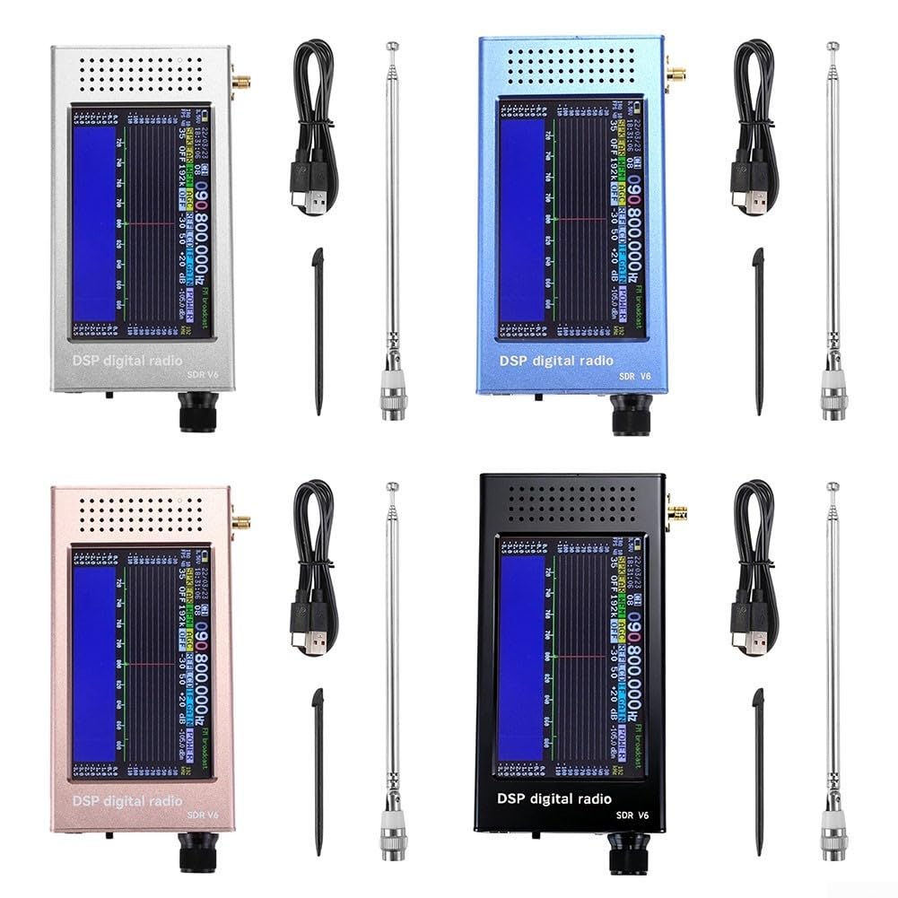 SDR-V6 Software-definierter Funkempfänger, 100 kHz-149 MHz, Vollbandabdeckung mit 4,3 Zoll IPS-Touchscreen, 3000 mAh Akku, CNC-Aluminiumlegierung, Gehäuse für Amateurfunk, Kurzwelle (Rosa)