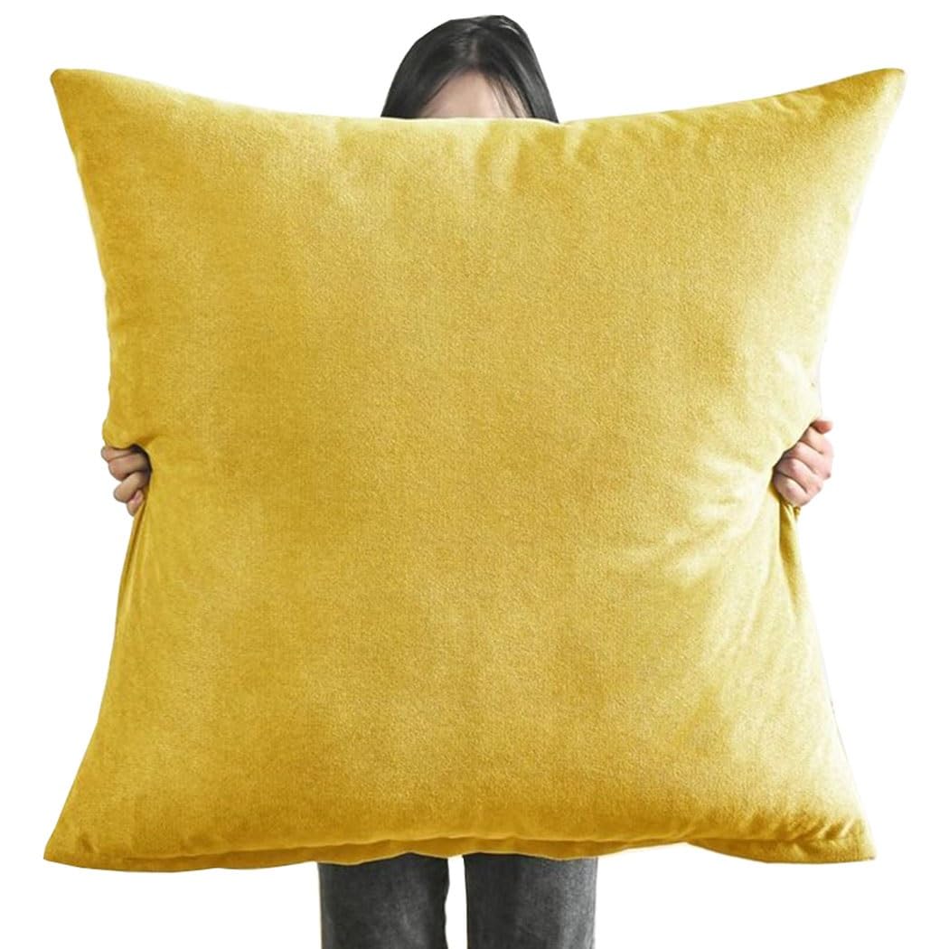 Super King Size Pillow Cases,Square Extra Large Cushion Covers 50x50, 60 x 60,70x70,80x80 cm Soft Pillow Cover with Invisible Zipper Decorative pillowcases for pillows Sofa Couch ( Color : Lemon , Siz