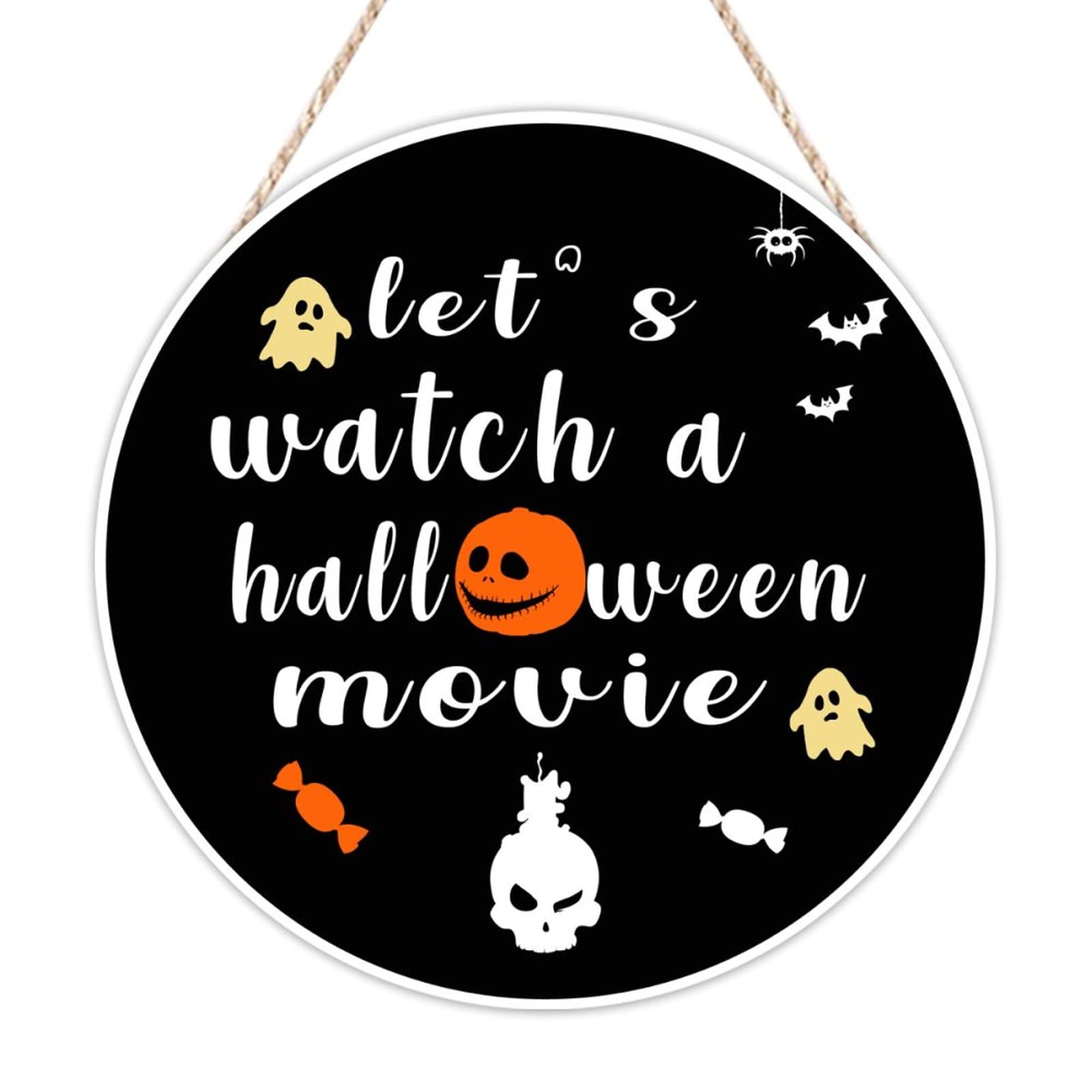 Panneau halloween bois deco interieur suspendre pour salon maison 30x30