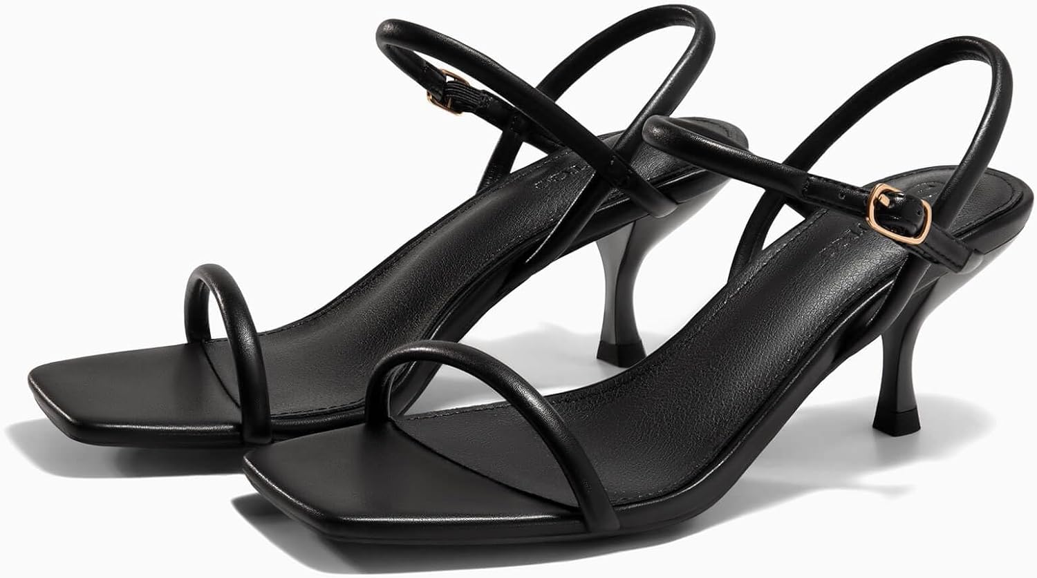 Coutgo Womens Strappy Kitten Heels Open Square Toe Sandals Buckle Ankle Strap Summer Dress Shoes - Image 4