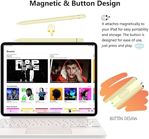 Miniatura 2 de Lápiz óptico para iPad, KIROSA iPad Pencil de 1 generación, lápiz de carga rápida para iPad 2018-2023, inclinación y rechazo de palma, lápiz