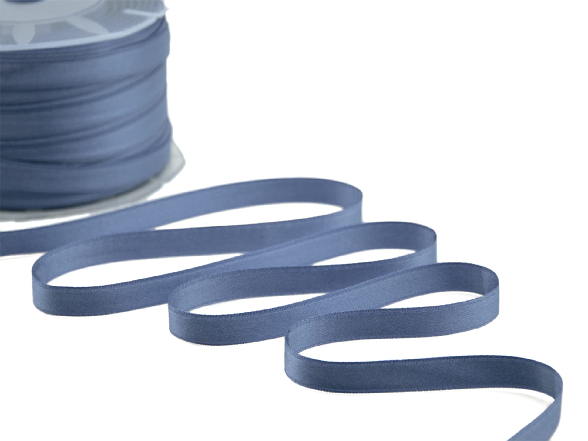 FURLANIS - Ruban Satin Double Face, Tissu Italien - Bleu Avio