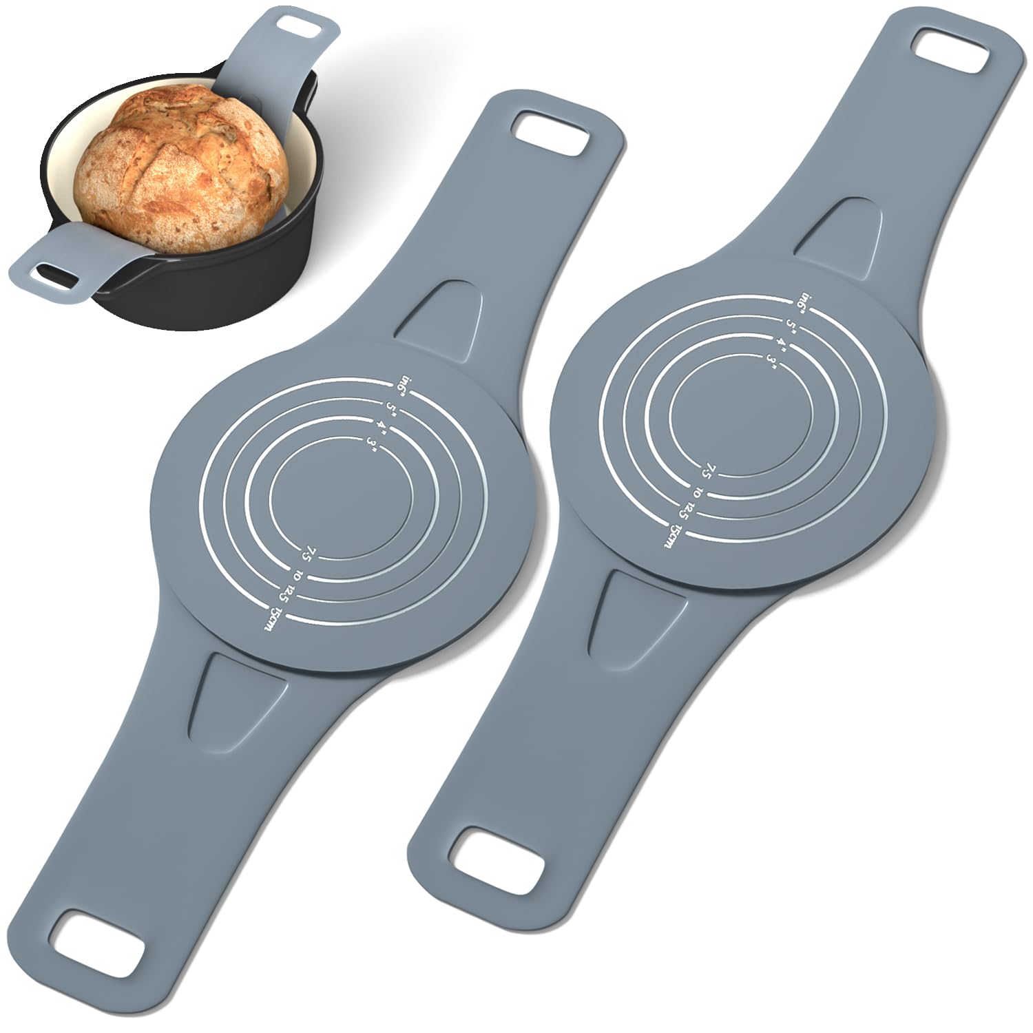 Masgarlan Fiber-Free Silicone Bread Sling 2 Pack for Dutch Oven, Non-Stick Reusable Sourdough Baking Mat, Easy Dough Transfer Tool, Bread Baking Accessories