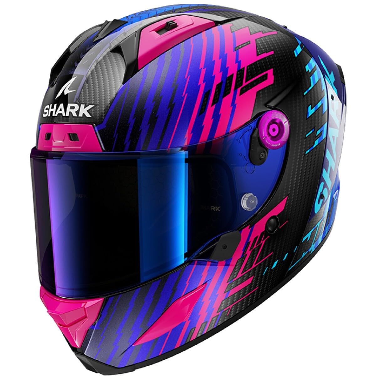 SHARK, Casco Moto Integral AERON EDGY Carbon Blue Chrome DBU, L
