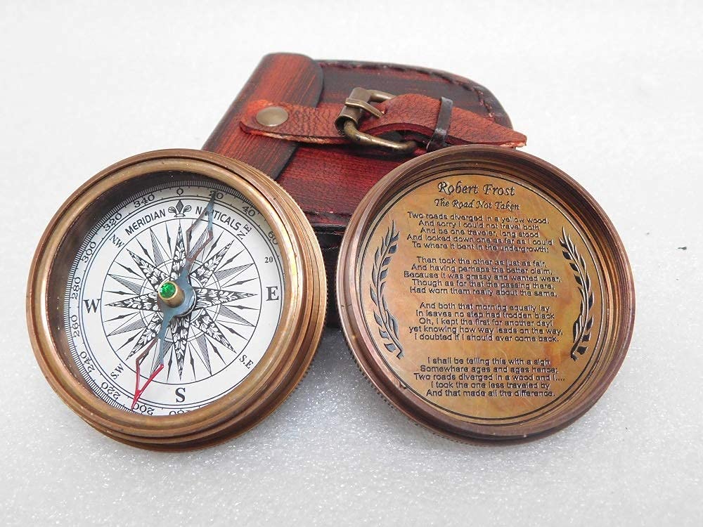 Royal Nautical Brass Compass with Leather case Antique Nautical Vintage Compass.-image-7