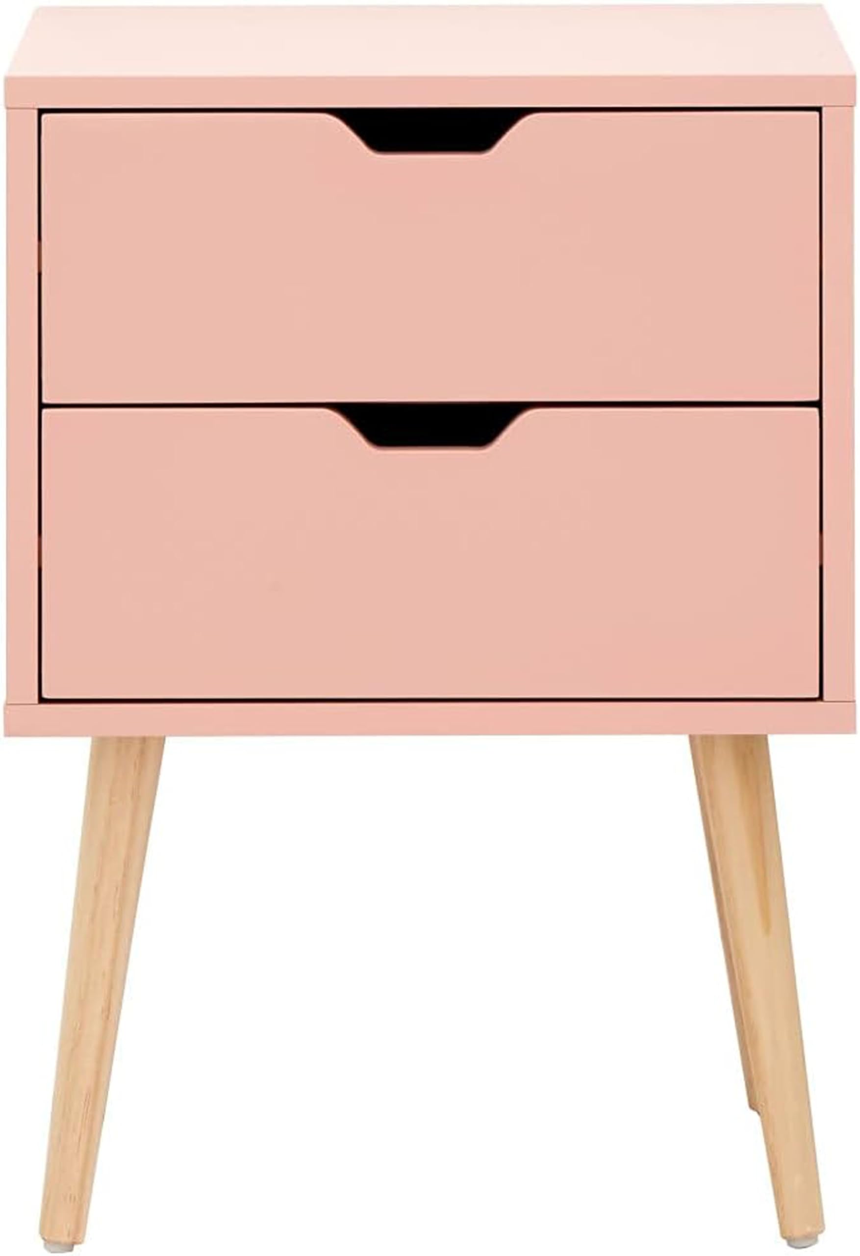 VASIL MART Bedside Tables, Wooden Nightstands with Solid Wood Legs & 2 Drawers, End Tables Storage Units for Living Room/Bedroom,etc .(Pink)-image-29