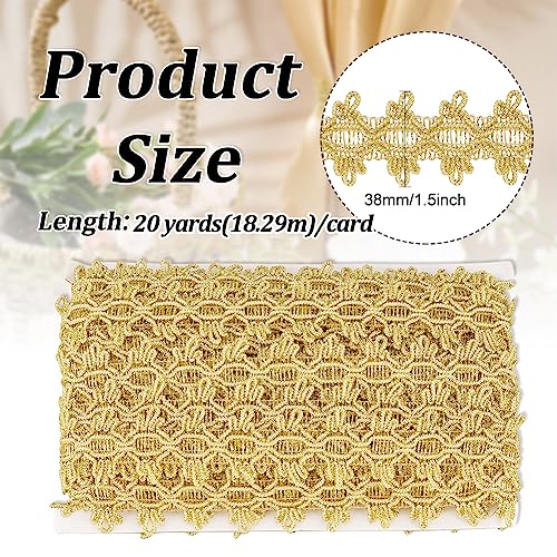 FINGERINSPIRE 20 Yards Metallic Braid Trim 38mm Wide Gold Metallic Gimp Braid Trim Floral Pattern Embellishment Lace Trim DIY Crafts Sewing Ribbon for Home Christmas Party Clothes Decoration by FINGERINSPIRE - Image 2