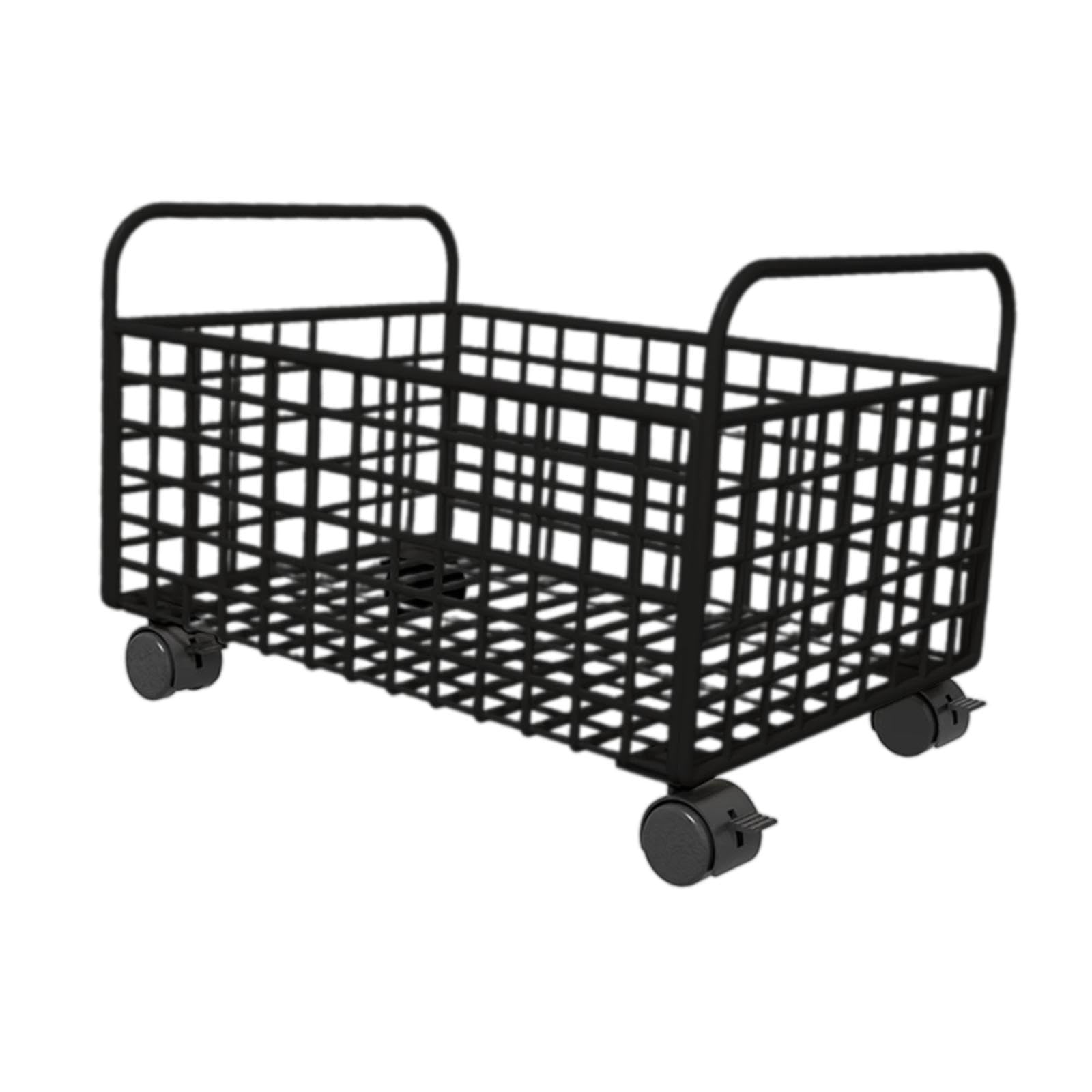Carrello Multiuso con Ruote, Contenitore Portaoggetti in Rete sotto La Scrivania E Cestino Porta Libri di Cucina, Nero, 25 Cm X 48 Cm X 30