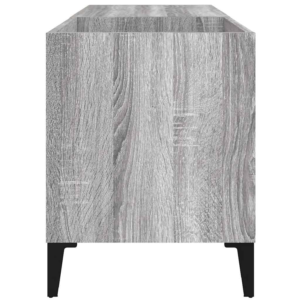 Armadio per dischi grigio sonoma, 84,5 x 38 x 48 cm, in legno con gambe in metallo, per vinili, vinili, armadietto multiuso, soggiorno, ufficio, corridoio
