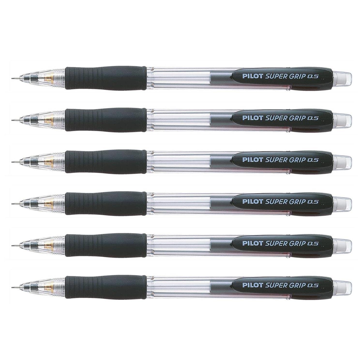 Pilot - Lote de 6 portaminas Super Grip H-185SL 0,5 mm, cuerpo negro