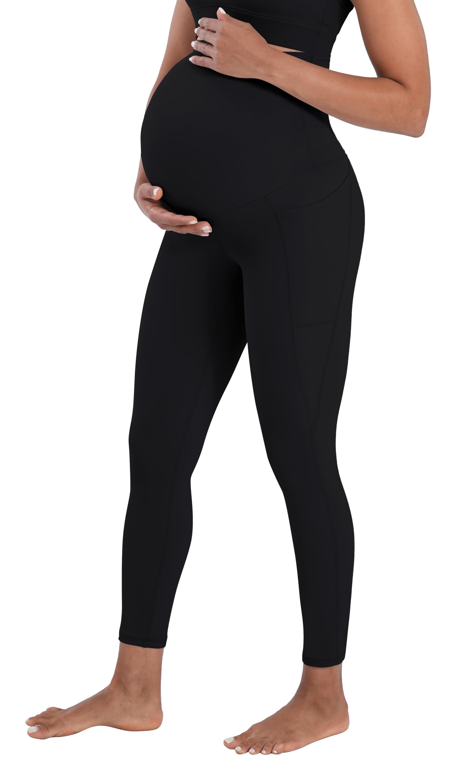 Sunzel Sunzfly - Leggings premaman da donna sopra la pancia, morbidi, pantaloni da yoga per gravidanza per primavera estate allenamento lounge, nero, L