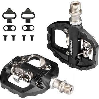 MTB Pedals SPD Flat Combination Pedals with Studs Bicycle Pedals Compatible with Shimano Pedals SPD 3 Sealed Bearings Lightweight Nylon Fibre Pedal for Gravel BMX City Bike Axle 9/16 Inch