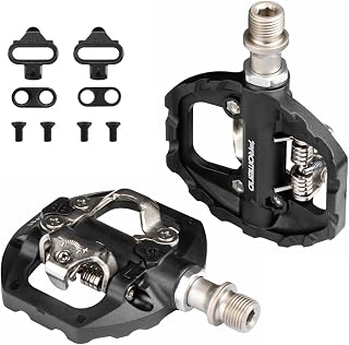 Pedales Mixtos MTB compatibles con Shimano SPD automáticos - Pedales Bicicleta con Calas, 3 Rodamientos Sellados, Ligera Aleación de Aluminio, para Montaña Carretera BMX, Eje 9/16"
