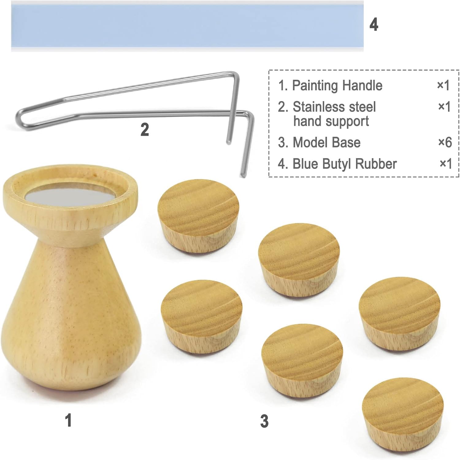 Evemodel WH02 Wooden Magnet Painting Handle with Bases Coloring Wargame (Rubberwood - Short)