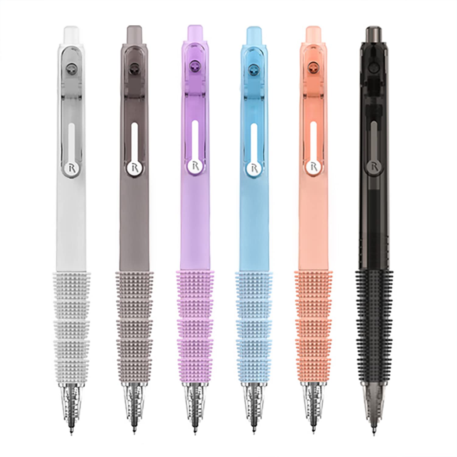 Soft grip massage Gel Pen,6PCS fine point 0.5mm retractable gel pens,Dot Massage Soft-grip handguard,Refillable gel pen,Quick-drying large-capacity black ink (Dot Massage 6 Color)