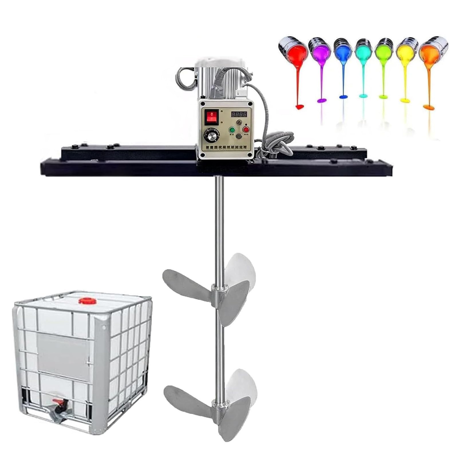 HajMyrdonyx 264 Gallon Electric Tank Mixer Machine, IBC Agitator, Paint Stirring Machine, 32nm High Torque 304 Stainless Folding Propeller, Adjustable Speed for Ink Dissolver Agitator B