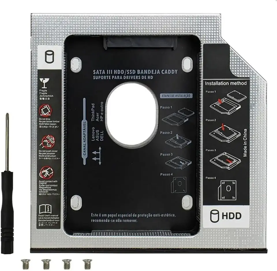 Adaptador Case Caddy Hd Ssd Sata 2.5 Gaveta Notebook 12,7mm ADAPTADOR CADDY 12.7MM HDCA-S127