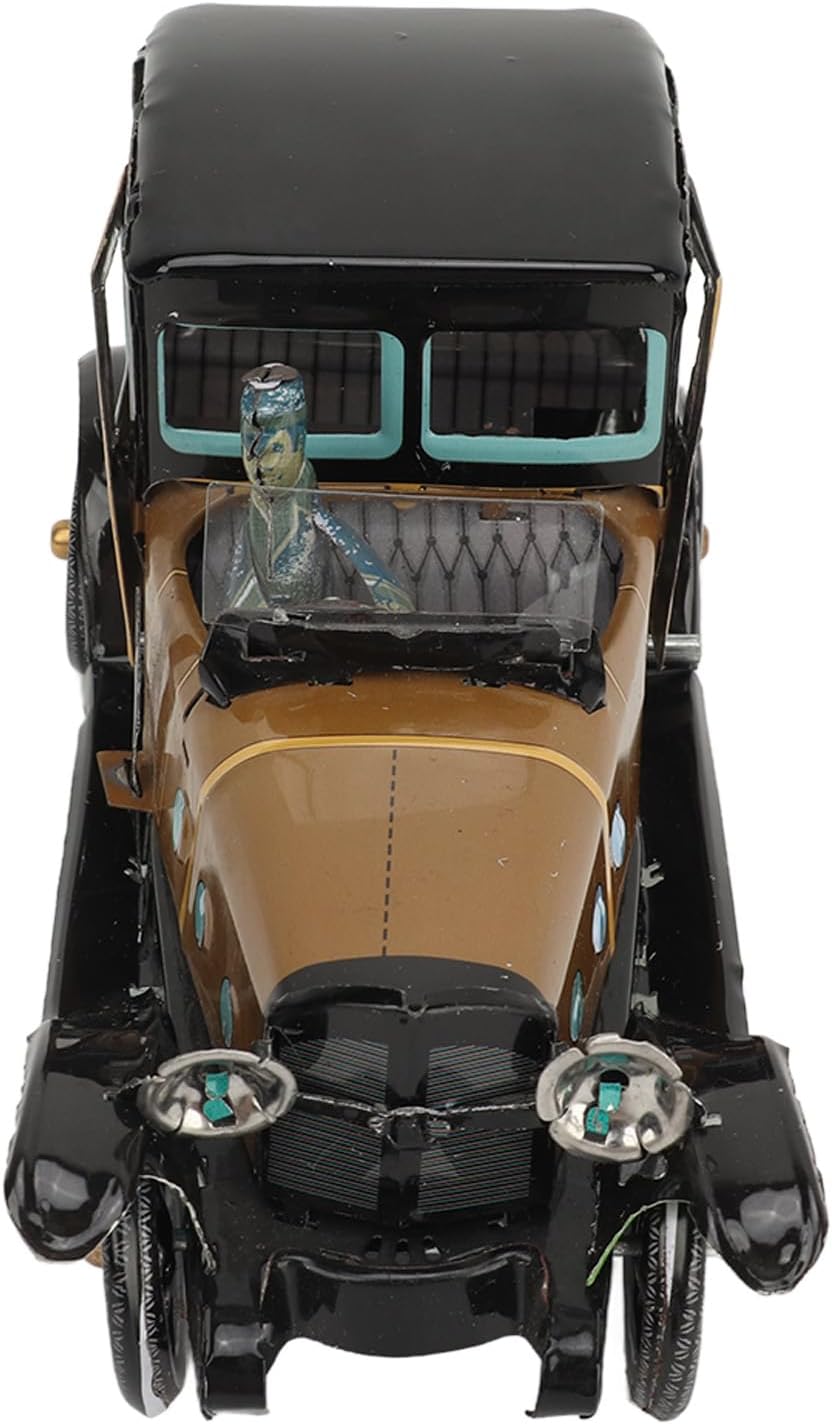 Classic Model Car, Clockwork Metal Handcrafted Vintage Car Toy, Collectible Vehicle with Wind Up Mechanism for Home Desk Cabinet Bookshelf Birthday Party Decor