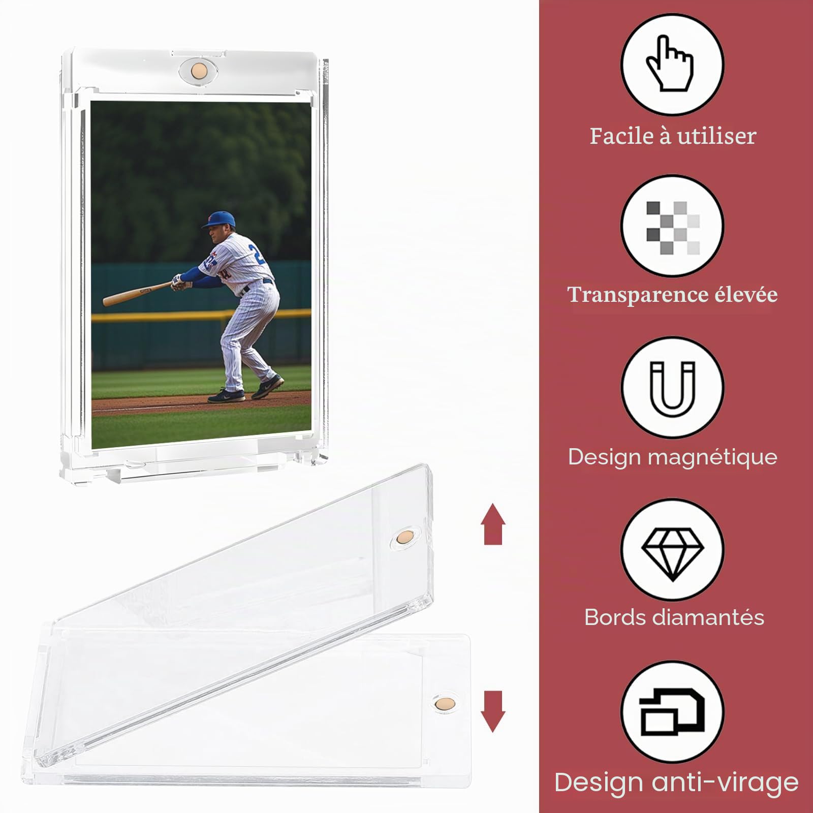 Lot de 15 Porte-Cartes magnétiques en Plastique Rigide pour Cartes à Collectionner, Protection UV, 35 pt