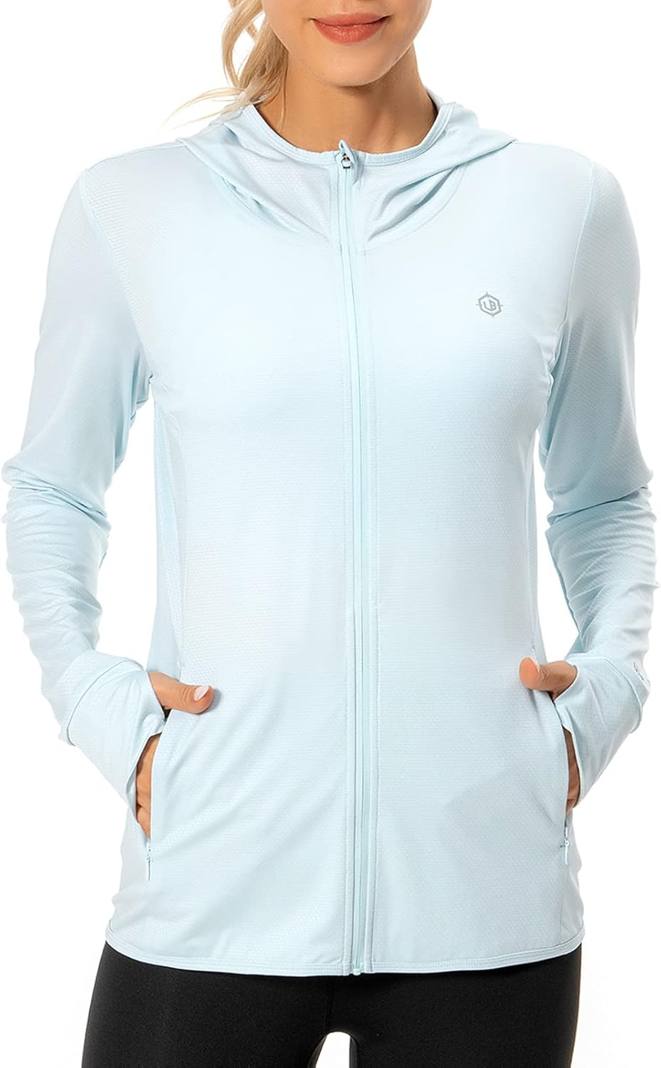 Lightbare Women's UPF 50+ Full Zip Hoodie Jacket Long Sleeve Hooded Sun Shirt with Pockets