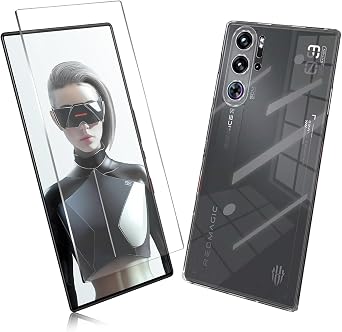 PCduoduo 1 + 1 Piece Set 1 Piece Glass Film for Redmagic 9 Pro + 1 Piece Protective Cover Transparent Protective TPU Soft Silicone Case Tempered Glass / 9H Hardness / Oleophobic / Protective Film