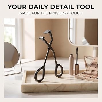 Black Eyelash Curler with Refill Pads, Pinching Mini Lash Curler for All Eyelash Shapes,Eye Makeup Brushes and Tools,Beauty and Personal Care