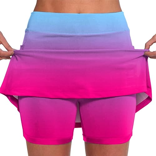 Athletic Skorts for Woman Elastic Tennis Yoga Shorts Hight Waist Solid/Gradient Skirts Tummy Control Skinny Joggers