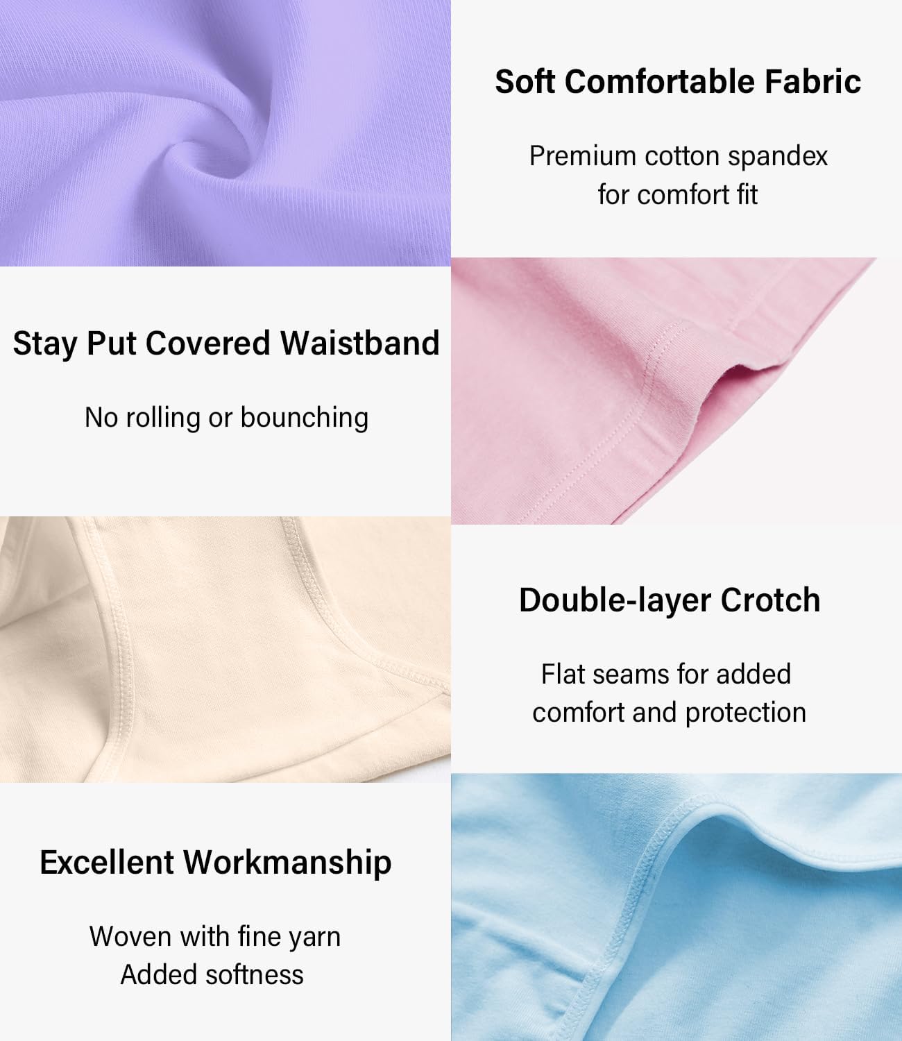 wirarpa Women's Cotton High Waisted Underwear Full Coverage Cotton Brief Panties 5 Pack - Image 5