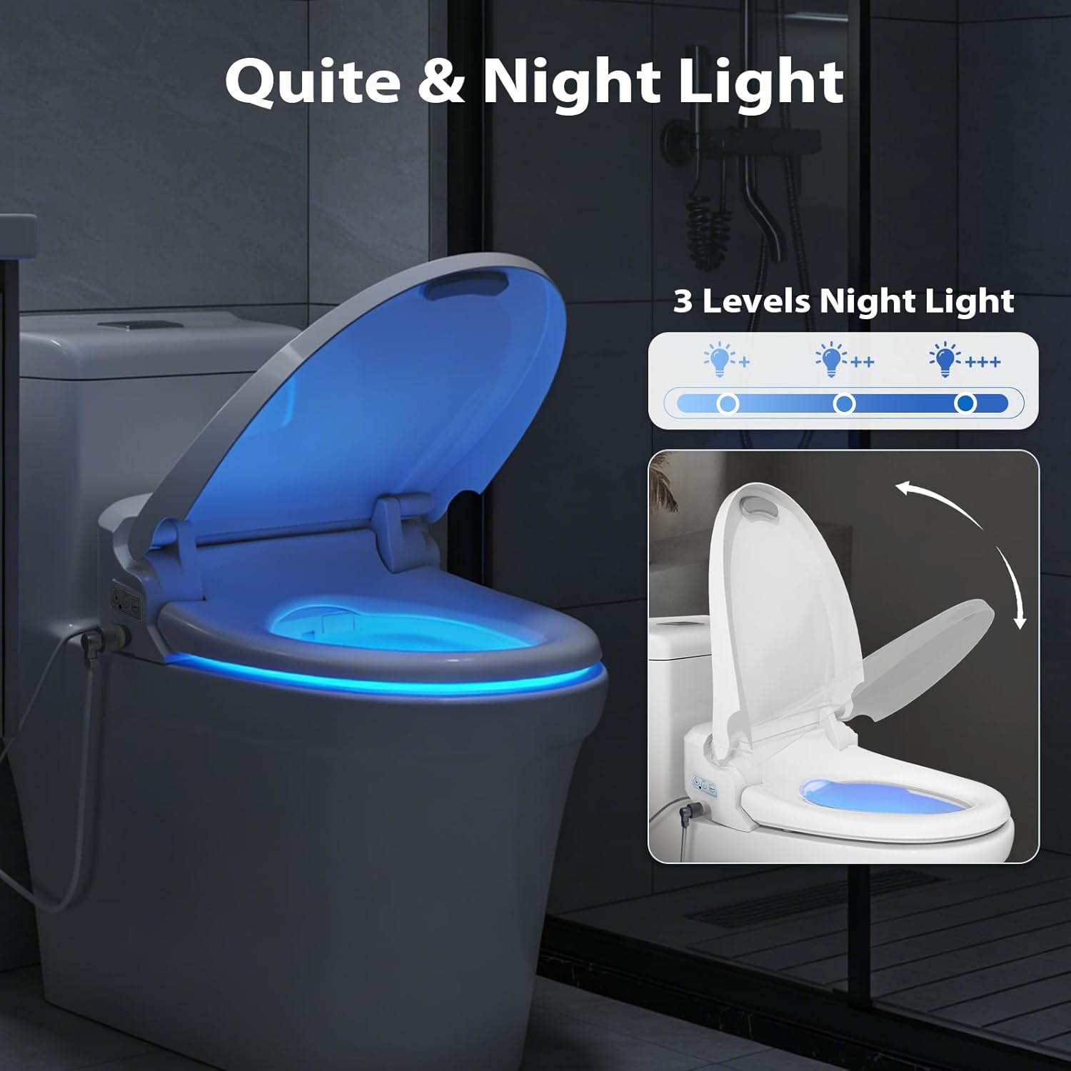 R FLORY Bidet Toilet Seat with Air Dry Heated Toilet with Warm Water, Elongated