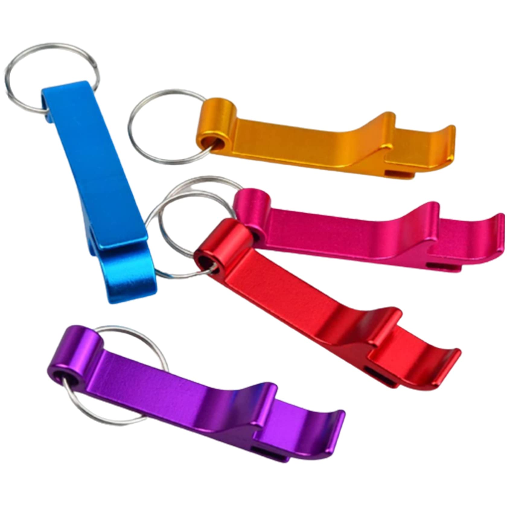 CTRLZS 100Pcs 8 Color Metal Bottle Opener, Split Key Ring Chain Keychain Bulk Aluminum Pocket Claw Bar Soda Beer Bottle Opener