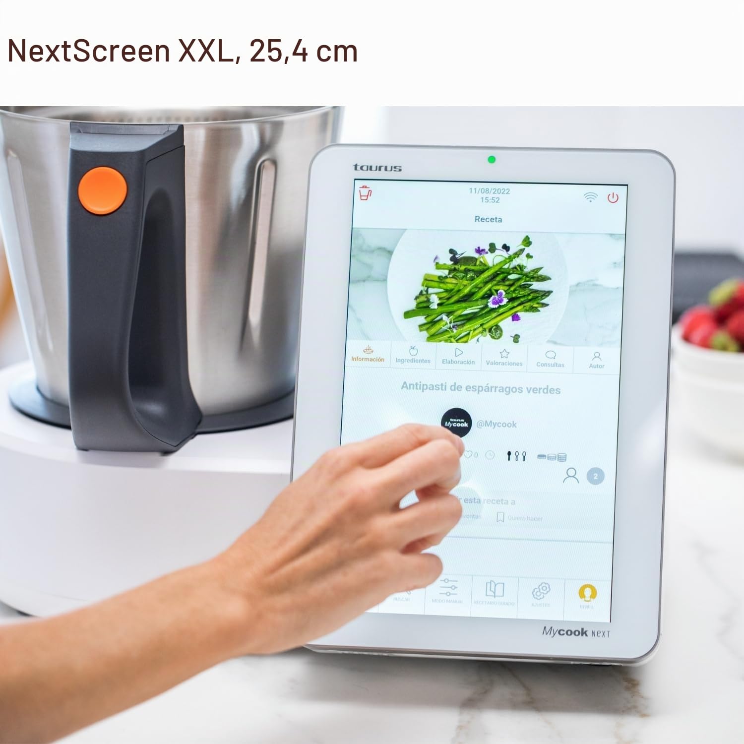 Taurus Mycook Next - Robot cuiseur avec wifi, 2000W, 3.75L, écran XXL, cuisinez avec la voix, jusqu'à 140°, induction, multifonction, app mycook, connectivité avec votre smartphone, set d'accessoires