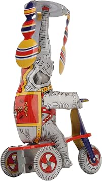Elephant On Tricycle Tin Toy Retro Iron Handmade Elephant On Tricycle Clockwork Toy for Collection