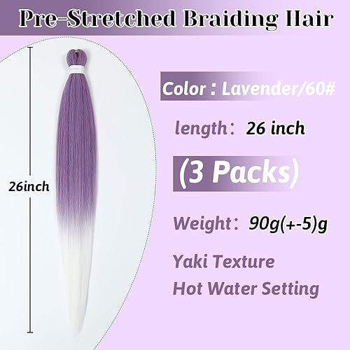Vista 222 de Brown Braiding Hair 26 Inch Pre stretched Braiding Hair Extensions Yaki Braids Hair Hot Water Setting Synthetic Hair Colored Braiding Hair Pre 30#