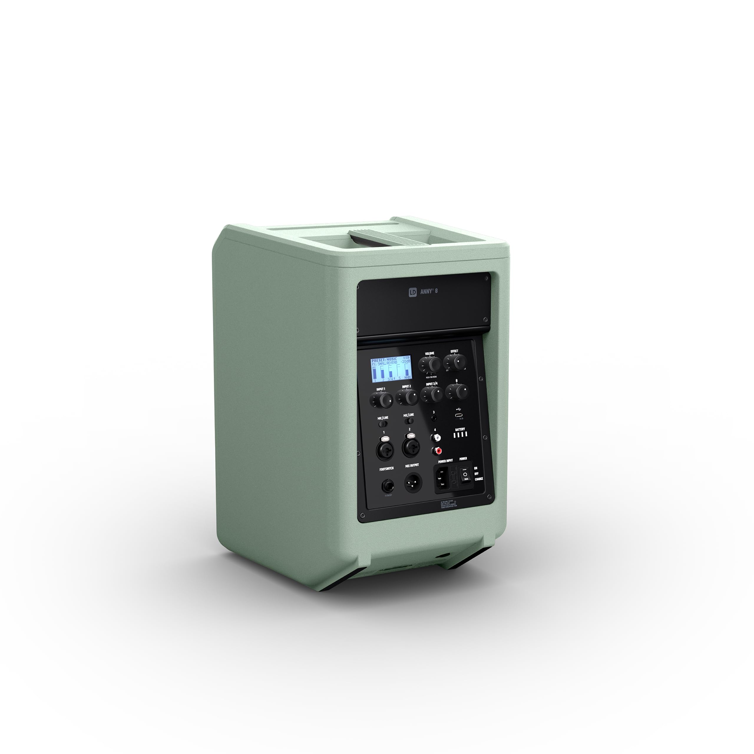 LD Systems ANNY 8 Enceinte Portable de sonorisation Bluetooth alimentée par Batterie avec Table de mixage intégrée Vert