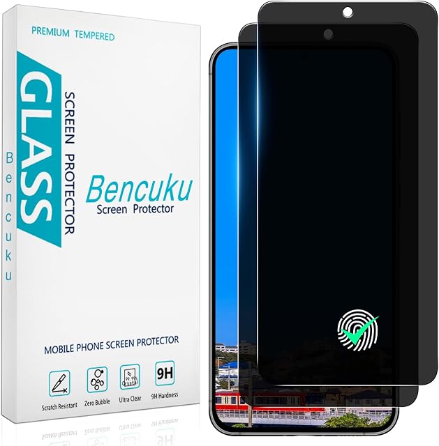 2 pièces de protecteur d'écran de confidentialité pour Samsung Galaxy S22, Galaxy S23, verre trempé anti-espion, compatible avec l'empreinte digitale, anti-rayures, sans bulles